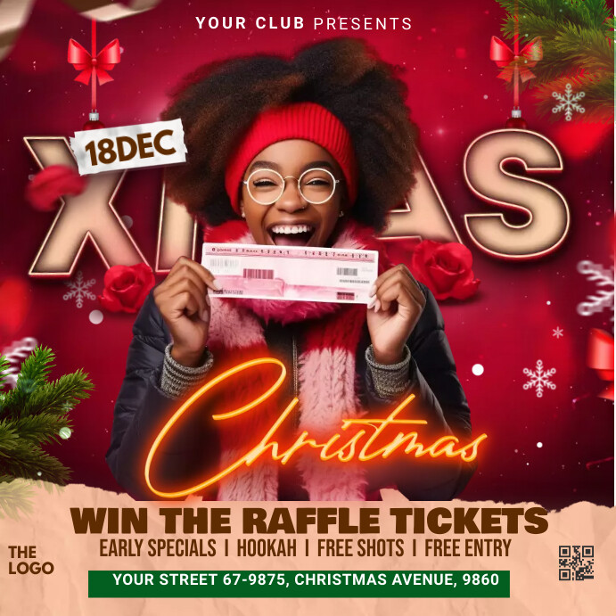 Christmas raffle ticket Template | PosterMyWall