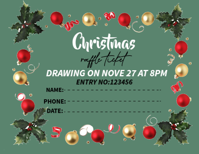 Christmas Raffle Lettering Christmas raffle ticket Template | PosterMyWall