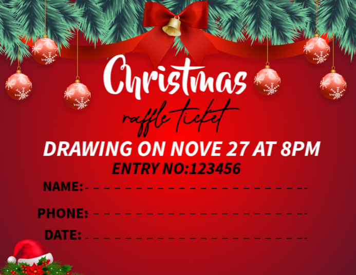Christmas raffle ticket Template | PosterMyWall