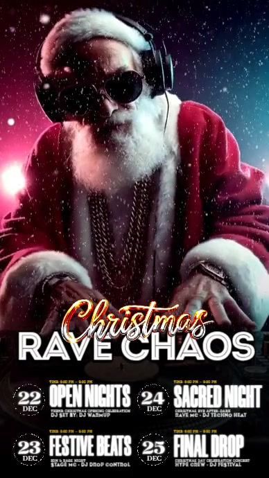 Chritmas Rave Christmas Rave Chaos Night Party Template | PosterMyWall