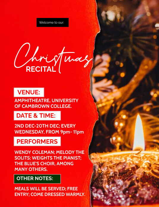 CHRISTMAS RECITAL INVITATION POSTERS Template PosterMyWall