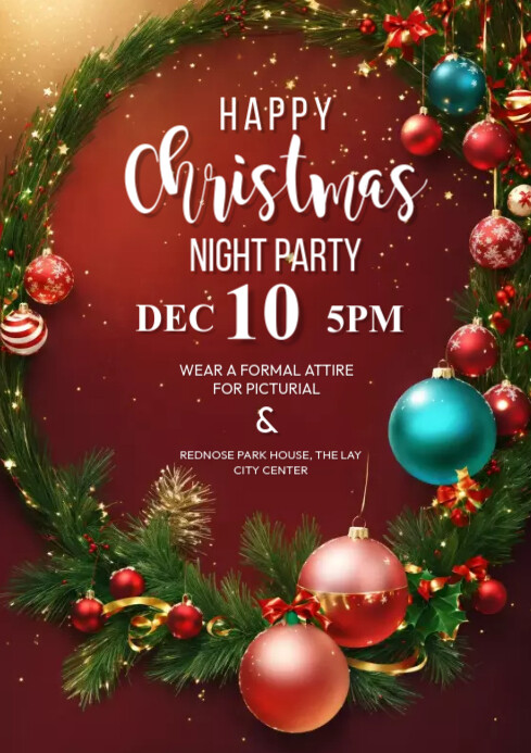 Christmas Red Party Template | PosterMyWall
