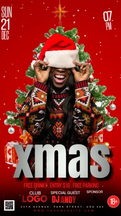 Christmas Red Party Video Template | PosterMyWall