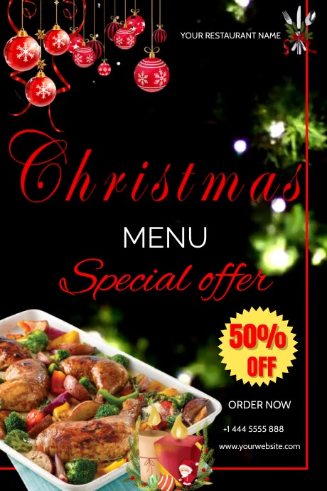 christmas restaurant menus flyer Poster template