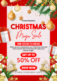 White Christmas Sale A4 Template