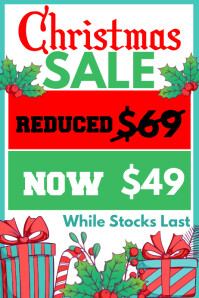 White Christmas Sale Póster Template