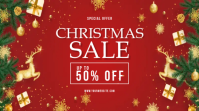 Traditional Red and Gold Christmas Sale Facebook Cover Digitalt display (16:9) template