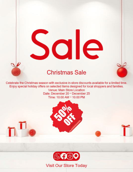 Christmas Sale Flyer Template for Local Retail Stores – Editable Design ...