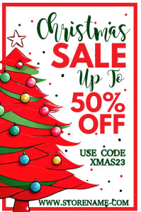 White Christmas Sale Promotion Poster Template