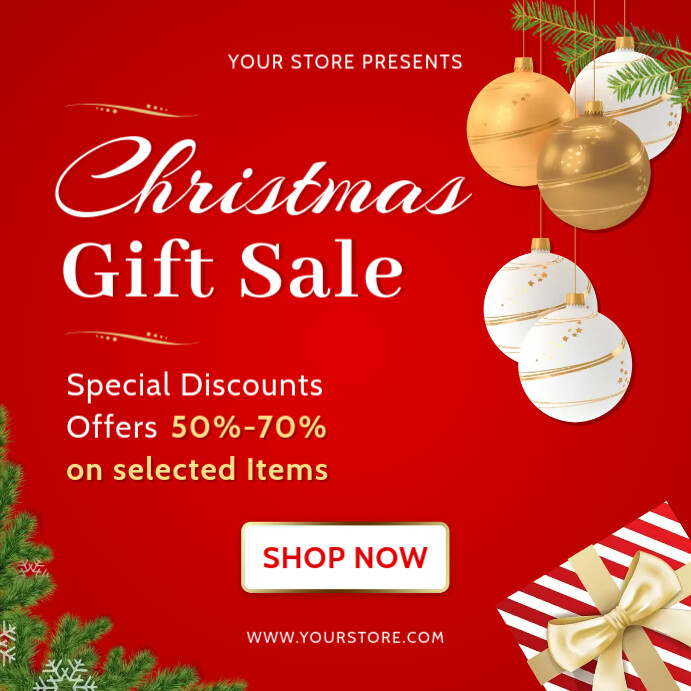 Christmas Sale Red Instagram Post Square (1:1) template