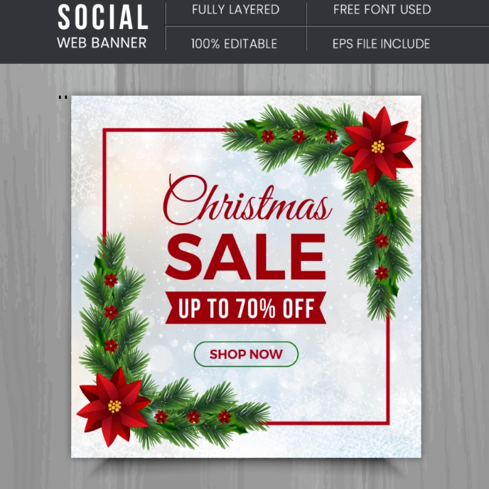 Christmas sales and discount Album Cover template