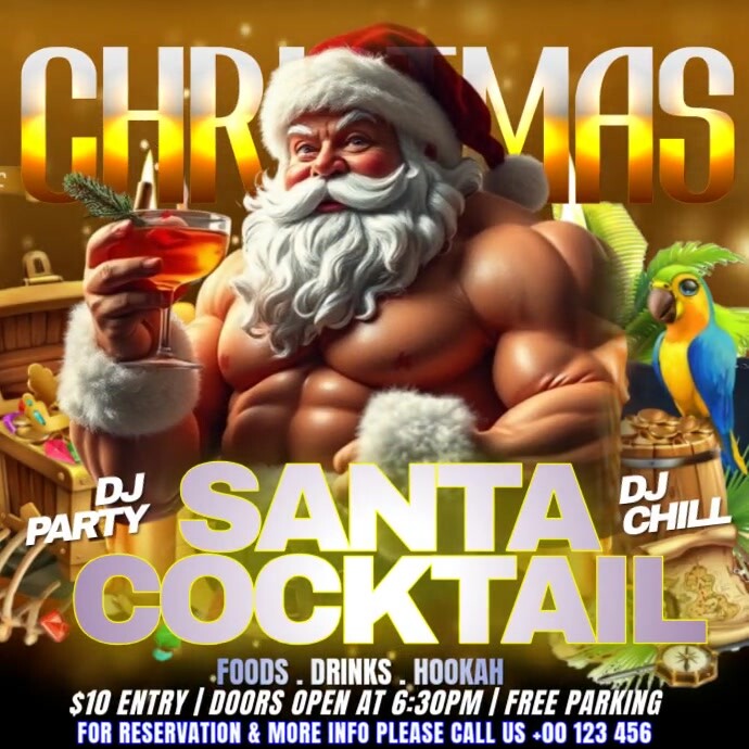 Christmas Santa Cocktail Template | PosterMyWall
