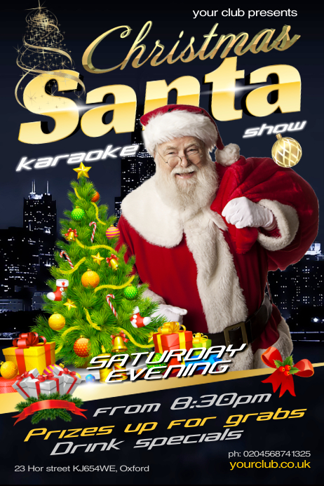 Christmas Santa Party Poster template