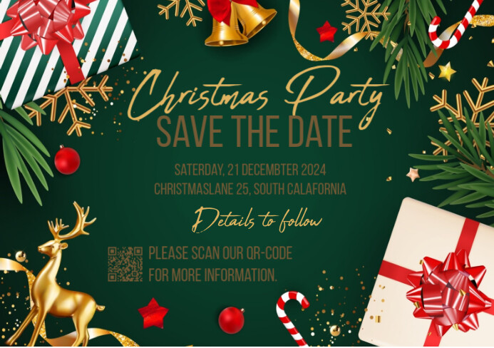 Christmas save the date party Template | PosterMyWall Christmas save the date party Template | PosterMyWall