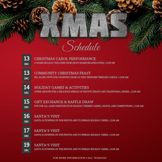 Christmas Work Rota Christmas Schedule Template | PosterMyWall