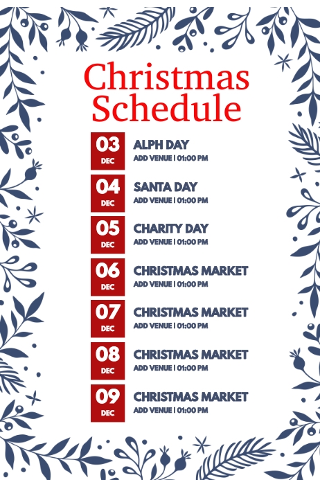 Christmas Rota Sign Christmas schedule Template | PosterMyWall