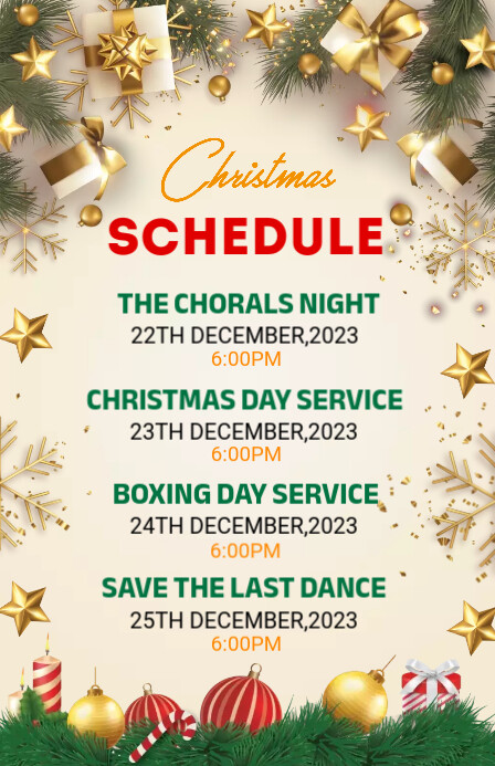 Christmas Rota Sign Copy of Christmas schedule | PosterMyWall