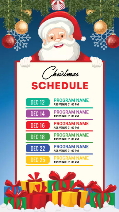 Christmas Timtable Copy of Christmas schedule | PosterMyWall
