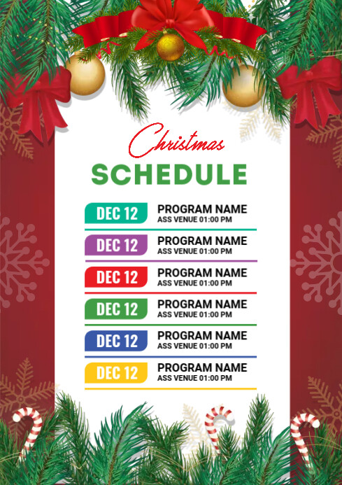 Christmas Schedule Template PosterMyWall