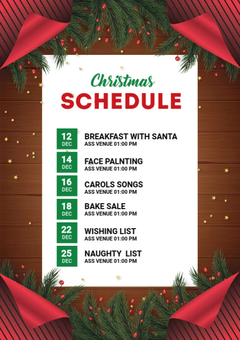 Christmas Rota Sign Christmas schedule Template | PosterMyWall