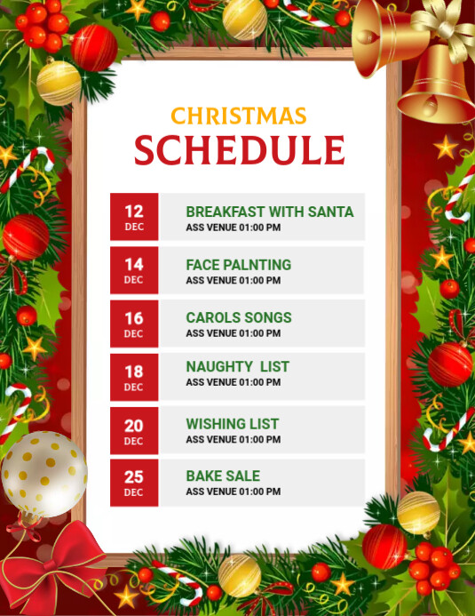 Christmas Work Rota Christmas schedule Template | PosterMyWall