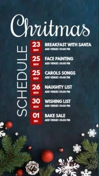 Christmas schedule Ecrã digital (9:16) template