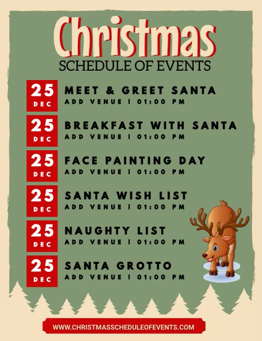 Christmas Rota Sign Copy of Christmas Schedule of Events | PosterMyWall