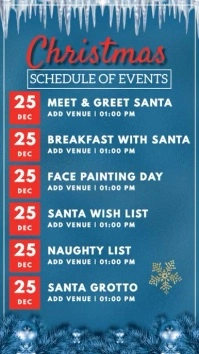 Christmas schedule of events flyer Instagram Story template
