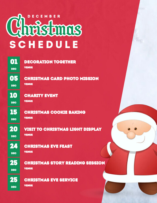 Christmas Schedule Santa Template PosterMyWall christmas-schedule-santa-template-postermywall