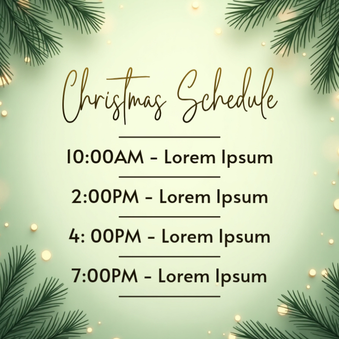 Christmas Schedule Sign Template for Holiday Events Services Hours and ...