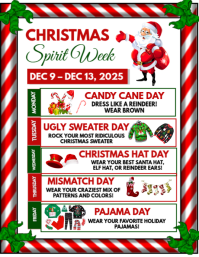 Christmas School Spirit Week Flyer Pamflet (Letter AS) template