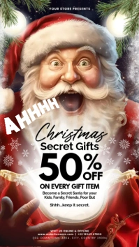 Christmas Secret Santa Gift Offer Template Digital Display (9:16)