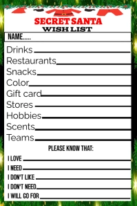 Christmas secret santa wish list design Pinterest Graphic template