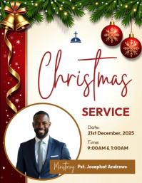 White Christmas Service Flyer Template