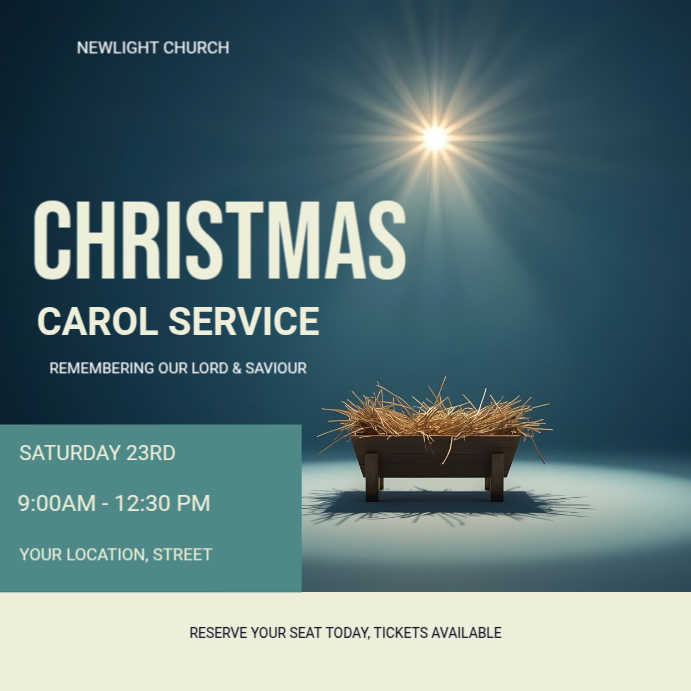 Christmas service, christmas carol, flyer Copy of Christmas service flyer | PosterMyWall