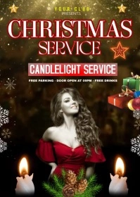 Christmas service video flyer A6 template