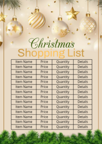Christmas Shopping list A6 template