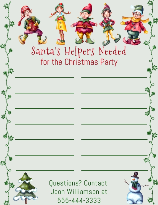 Christmas SignUp Sheet Template PosterMyWall