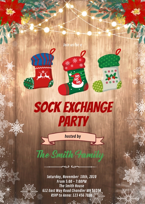 Salinan Christmas sock exchange invitation PosterMyWall Salinan Christmas sock exchange invitation PosterMyWall