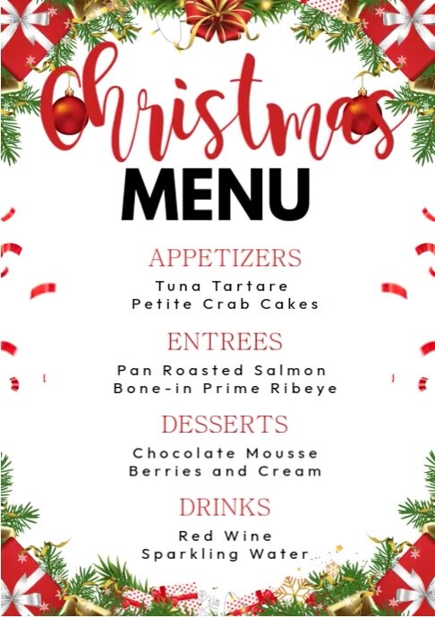 Christmas Special Menu A4 template