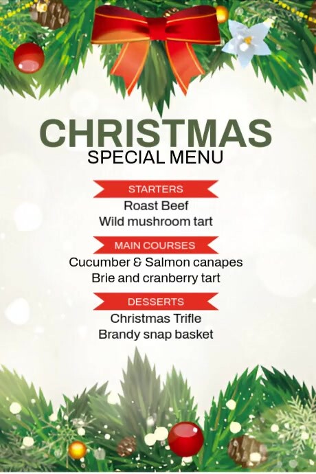 Christmas Special Menu Poster template