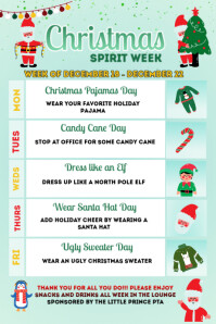 Christmas Spirit Week Itinerary Plakat template