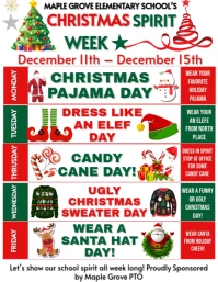 Christmas Spirit Week Itinerary Pamflet (Letter AS) template
