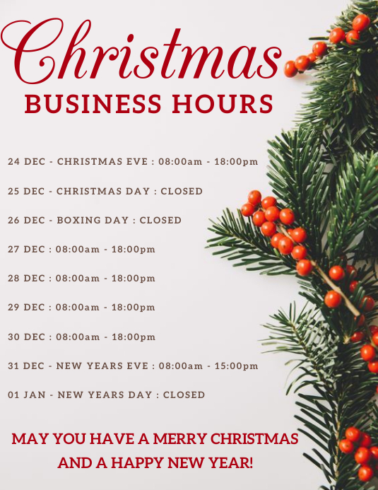 CHRISTMAS STORE BUSINESS HOURS Flyer Template Folder (US Letter)