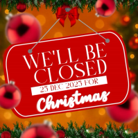 Red Christmas Closure Announcement Square Template