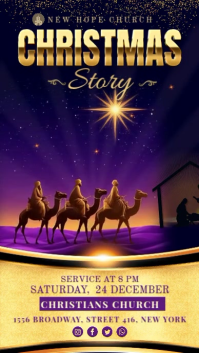 Purple Christmas Eve Church Service História do Instagram Template