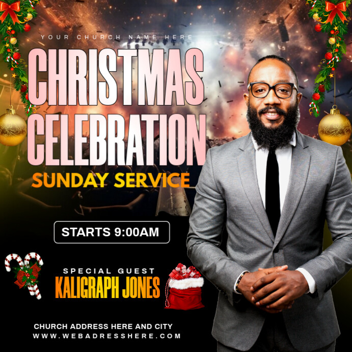 Christmas sunday service flyer Template | PosterMyWall