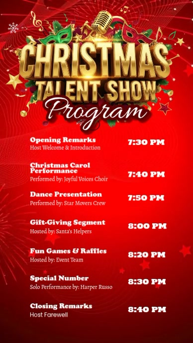 Christmas Talent Show Program Template | PosterMyWall