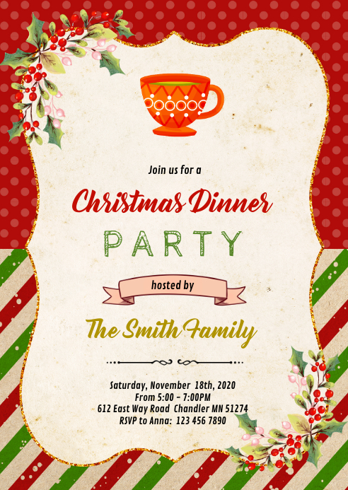Christmas tea party invitation Template | PosterMyWall Christmas tea party invitation Template | PosterMyWall