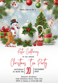 Christmas tea party invite A2 template